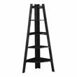 Scranton & Co Contemporary Wood 5-Shelf Corner Bookcase in Black Finish