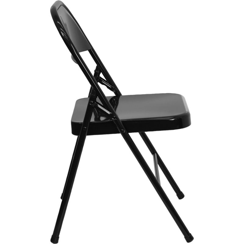 Scranton & Co Metal Folding Chair in Black (Set of 2)