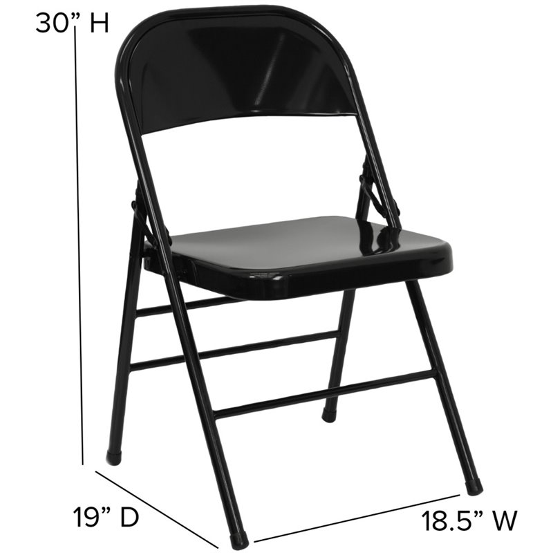 Scranton & Co Metal Folding Chair in Black (Set of 2)