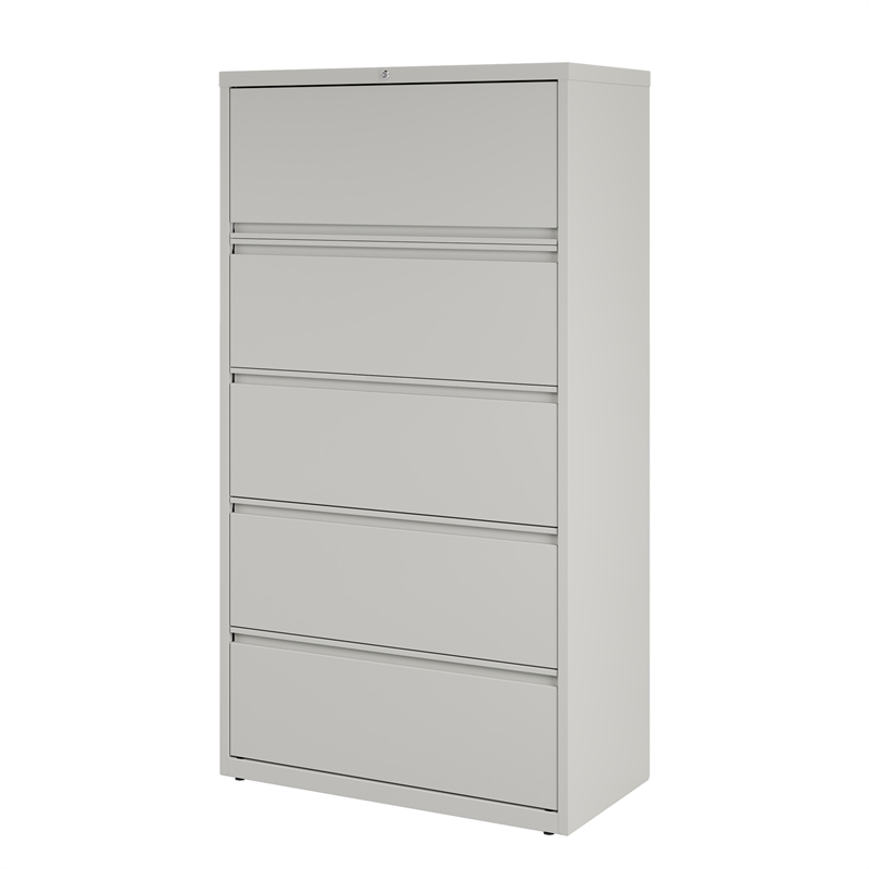 Scranton & Co 36-inch 5-Drawer Metal Lateral File Cabinet in Light Gray