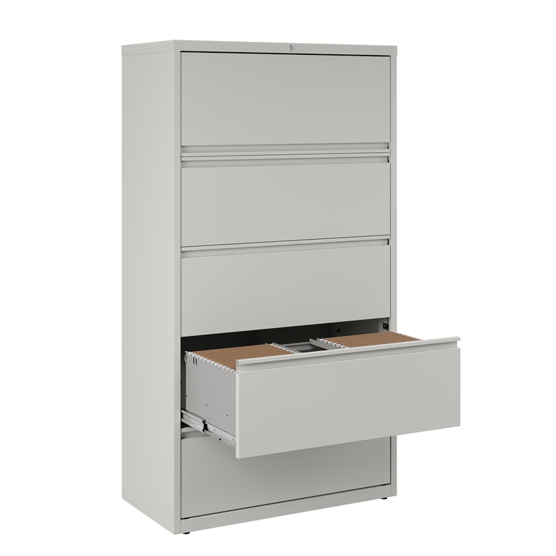 Scranton & Co 36-inch 5-Drawer Metal Lateral File Cabinet in Light Gray
