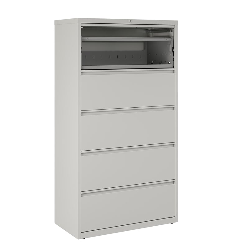 Scranton & Co 36-inch 5-Drawer Metal Lateral File Cabinet in Light Gray