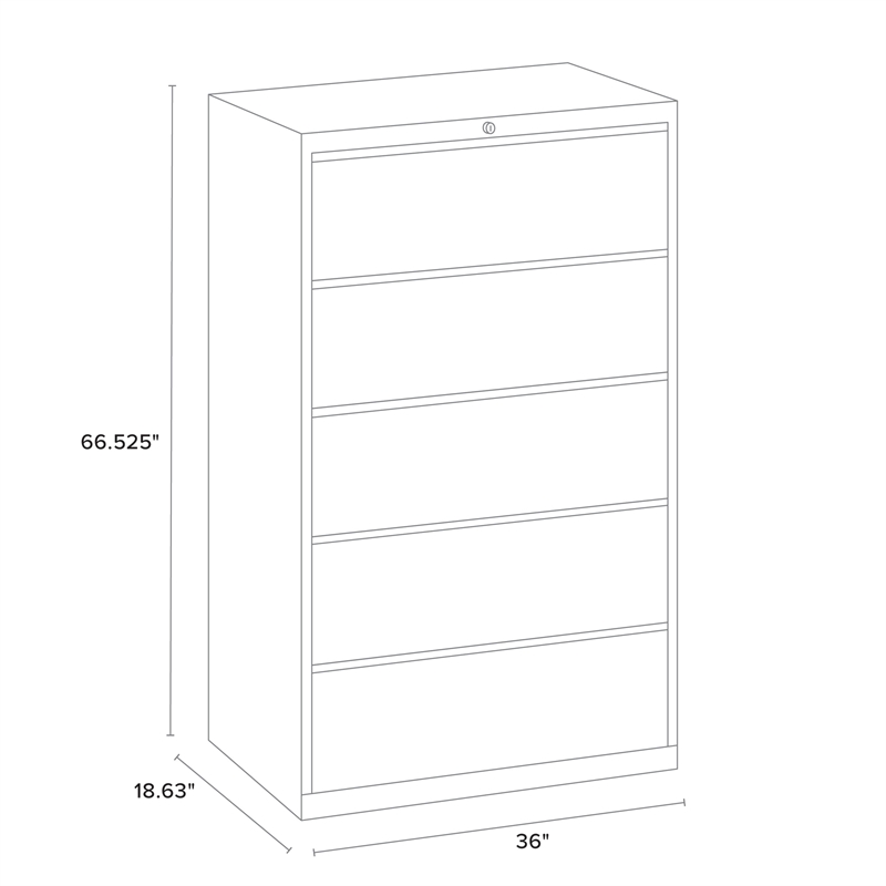 Scranton & Co 36-inch 5-Drawer Metal Lateral File Cabinet in Light Gray