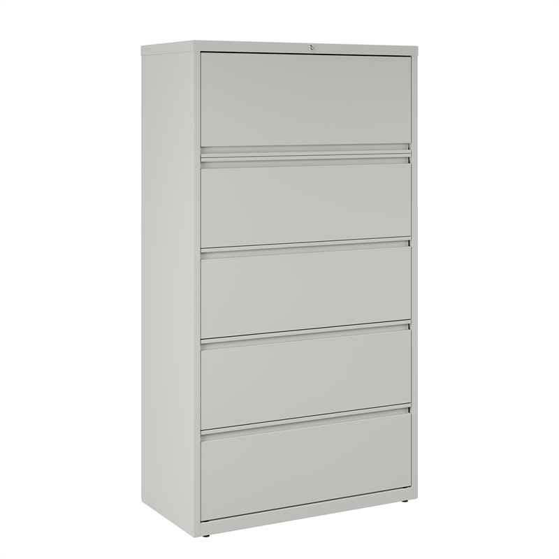 Scranton & Co 36-inch 5-Drawer Metal Lateral File Cabinet in Light Gray