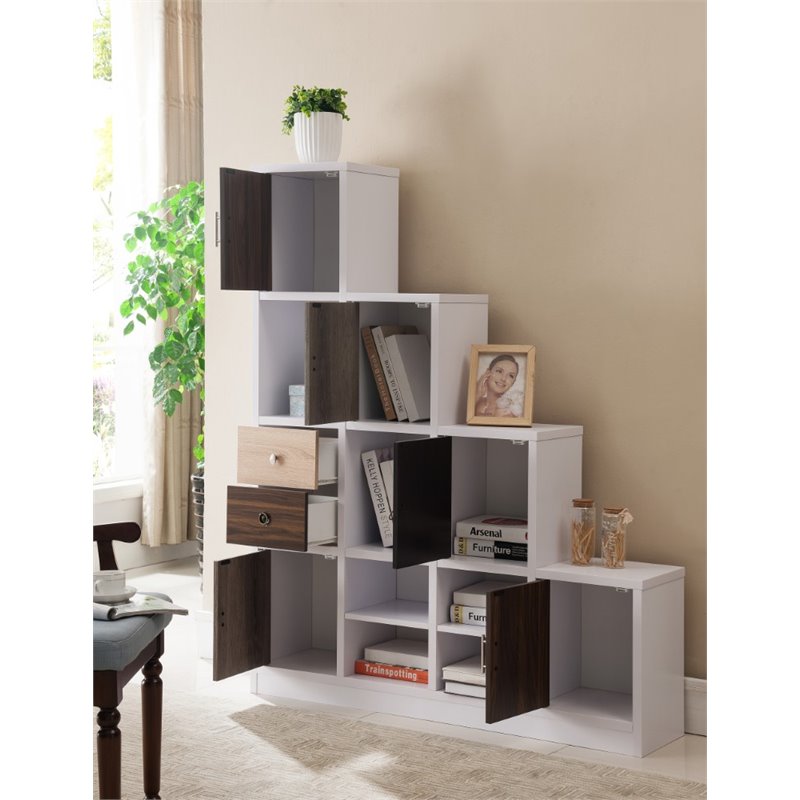 Scranton & Co Contemporary 9-Cube Wood Bookcase with Drawers in White