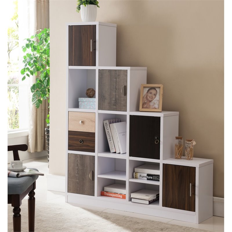 Scranton & Co Contemporary 9-Cube Wood Bookcase with Drawers in White