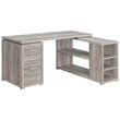 Scranton & Co L-Shape Computer Desk with File Storage in Gray Driftwood