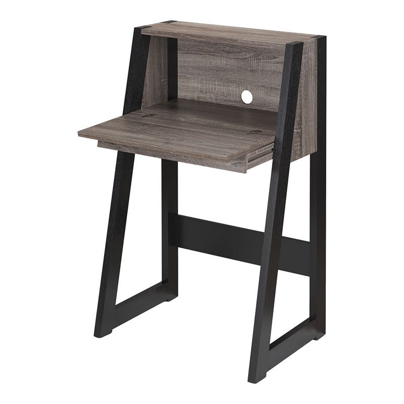 Scranton & Co Farmhouse Fold Down Wood Desk in Distressed Gray/Black