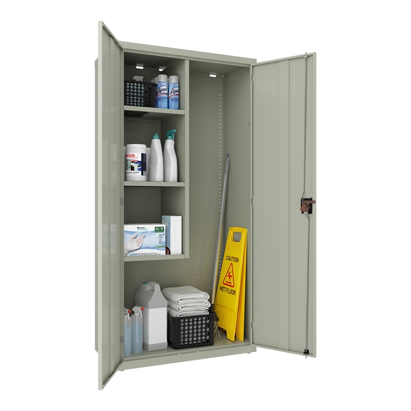 Scranton & Co Metal Janitorial Storage Cabinet in Light Gray 36