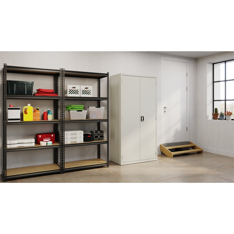 Scranton & Co Metal Janitorial Storage Cabinet in Light Gray 36