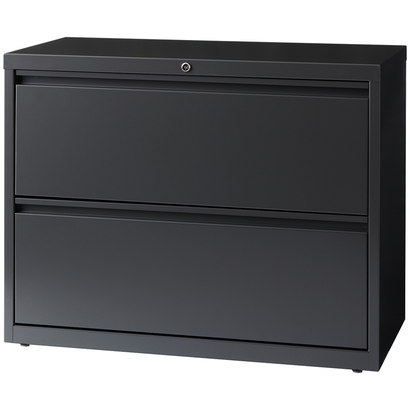Scranton & Co 36-in Wide Metal 2-Drawer Lateral File Cabinet in Charcoal