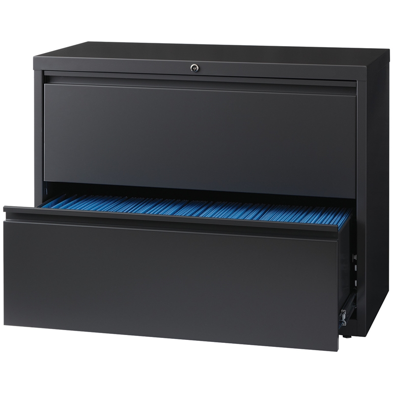 Scranton & Co 36-in Wide Metal 2-Drawer Lateral File Cabinet in Charcoal