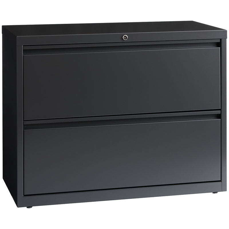 Scranton & Co 36-in Wide Metal 2-Drawer Lateral File Cabinet in Charcoal