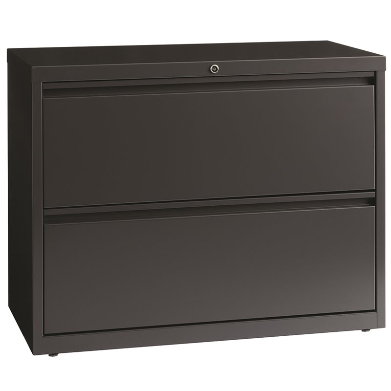 Scranton & Co 36-in Wide Metal 2-Drawer Lateral File Cabinet in Charcoal