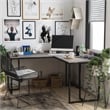 Scranton & Co Modern Wood Corner Computer Desk with USB in Grey