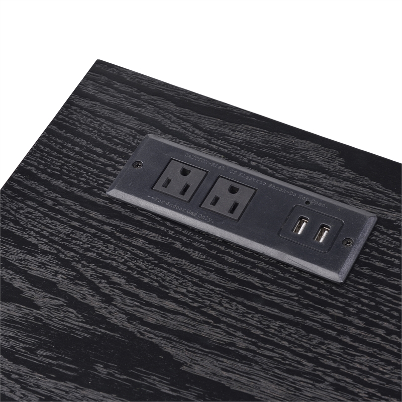 Scranton & Co Metal Writing Desk with USB Port and Storage in Black