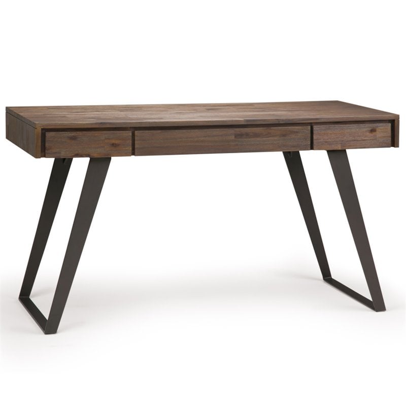 Scranton & Co Solid Acacia Wood Desk with Keyboard Tray in Aged Brown