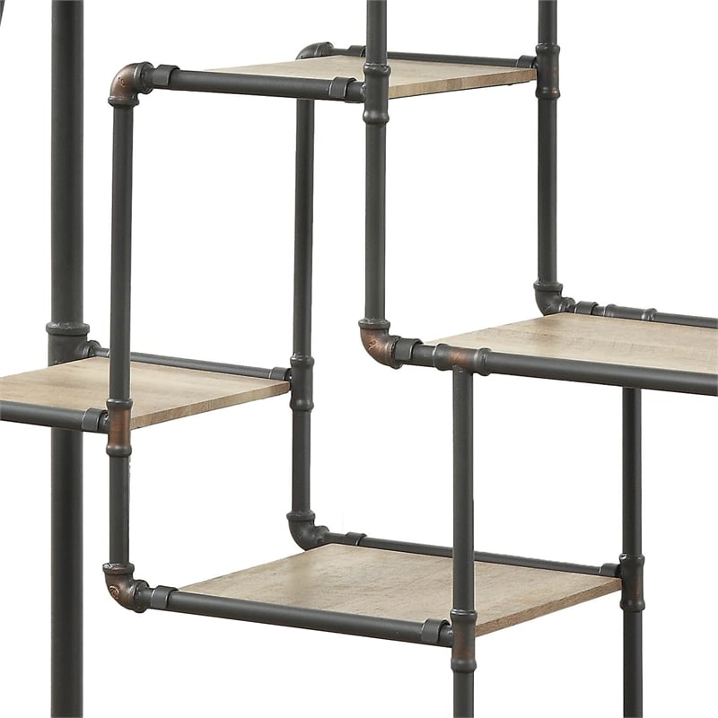 Scranton & Co Industrial Metal 8-Shelf Bookcase in Sand Black