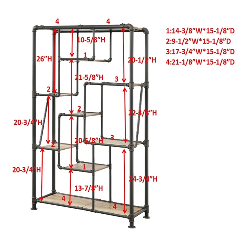 Scranton & Co Industrial Metal 8-Shelf Bookcase in Sand Black