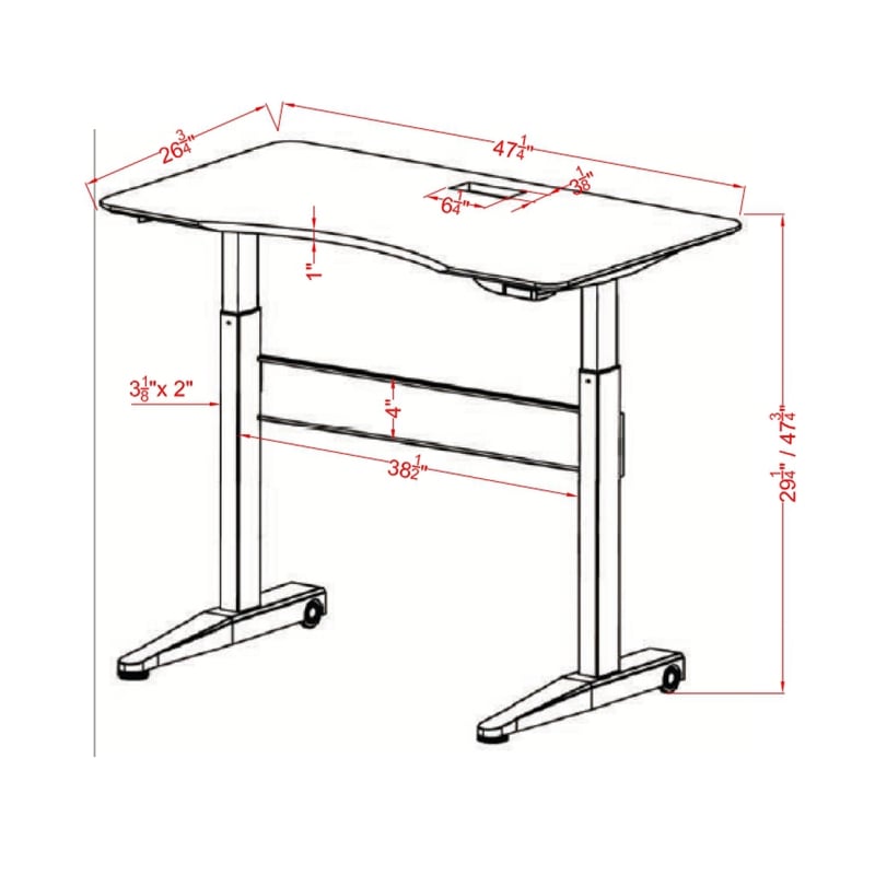 Scranton & Co Metal Adjustable Short Standing Desk in Black Finish