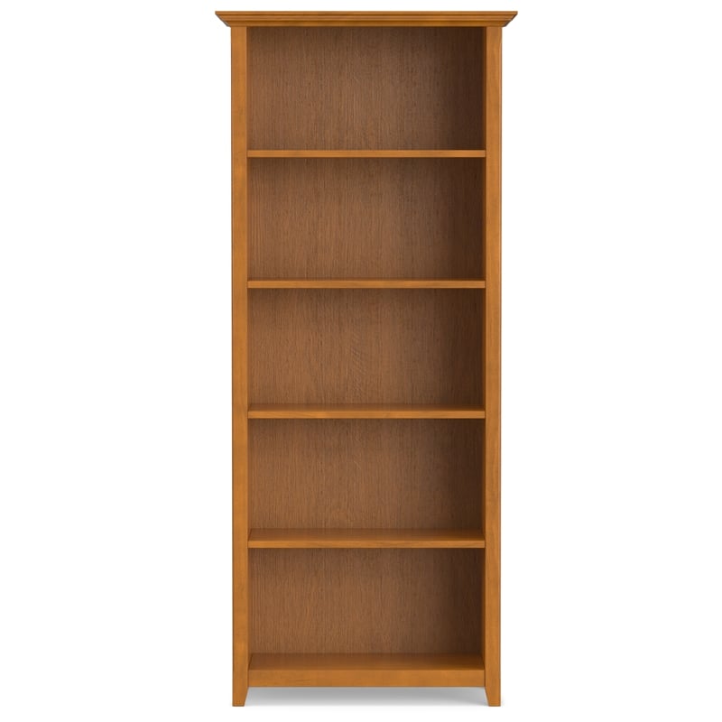 Scranton & Co Solid Wood 5 Shelf Bookcase in Light Golden Brown