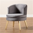 Scranton & Co Grey Velvet Accent Chair with Gold Finished Wood Legs