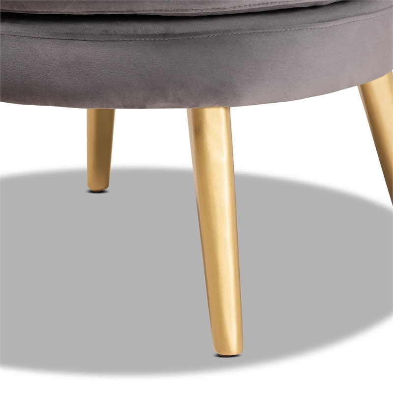 Scranton & Co Grey Velvet Accent Chair with Gold Finished Wood Legs