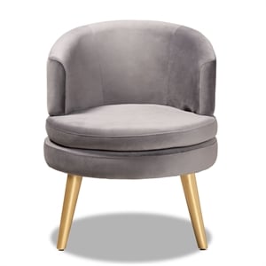 Scranton & Co Grey Velvet Accent Chair with Gold Finished Wood Legs