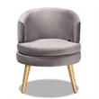Scranton & Co Grey Velvet Accent Chair with Gold Finished Wood Legs