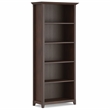 Scranton & Co 5-Shelf Solid Pine Wood Bookcase in Russet Brown Finish
