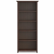 Scranton & Co 5-Shelf Solid Pine Wood Bookcase in Russet Brown Finish