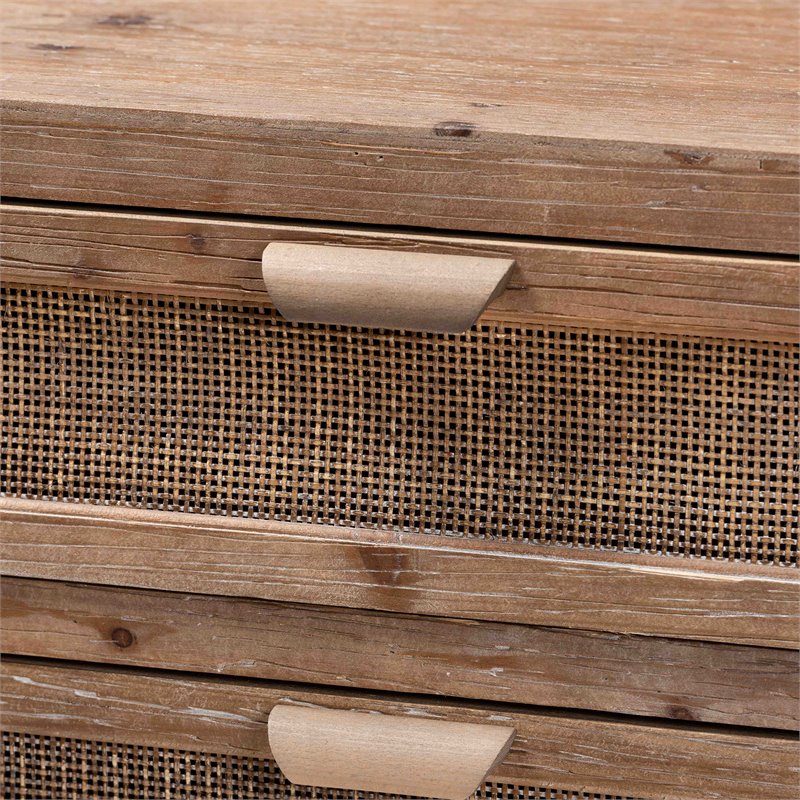 Scranton & Co Brown Rattan 3-Drawer Storage Cabinet with Angled Legs