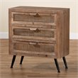Scranton & Co Brown Rattan 3-Drawer Storage Cabinet with Angled Legs