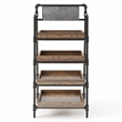 Scranton & Co Industrial Metal 4-Shelf Ladder Bookcase in Sand Black