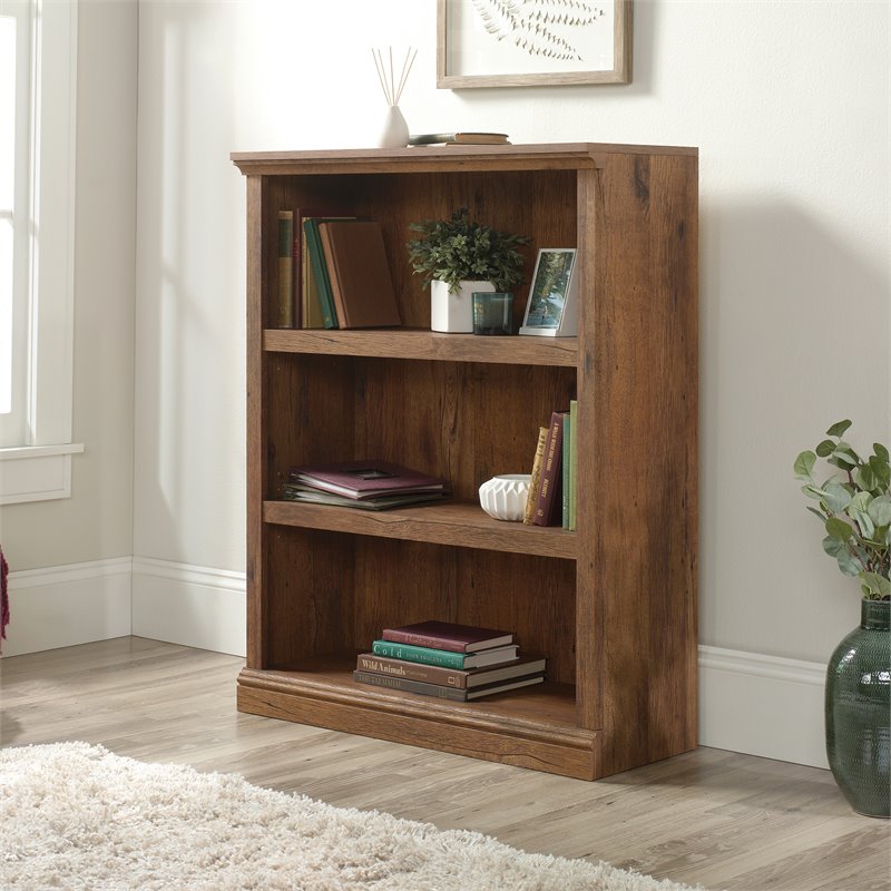 Scranton & Co 3-Shelf Bookcase in Vintage Oak Finish with Adjustable Shelves