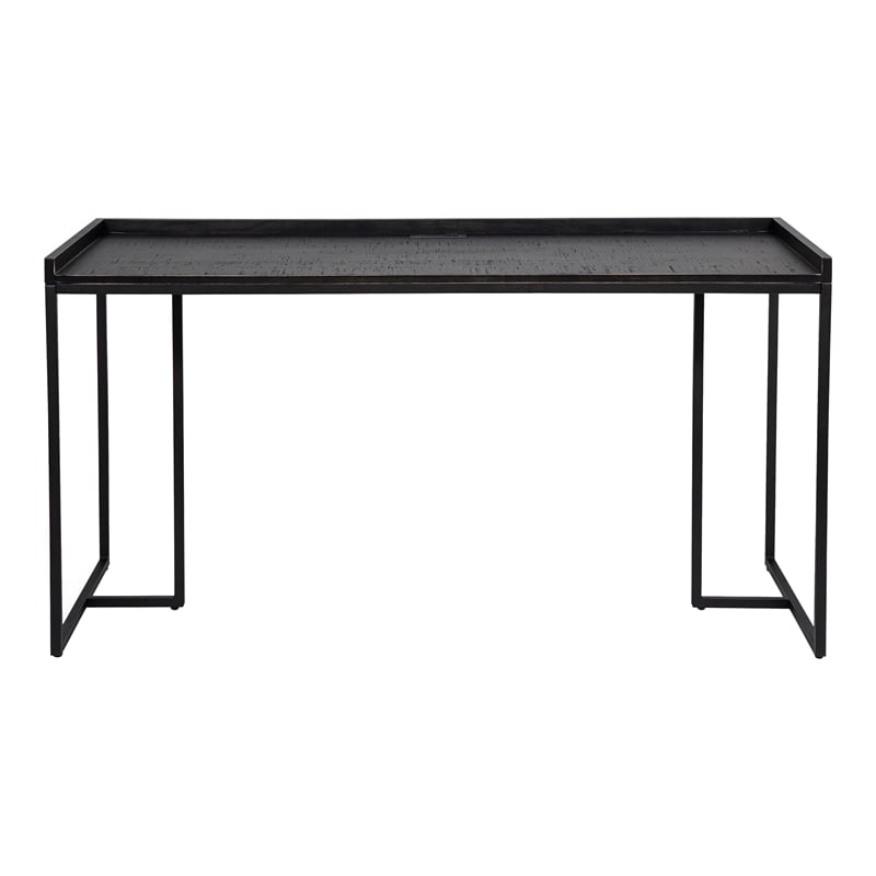 Scranton & Co Modern Wood Computer Desk with USB Port in Black