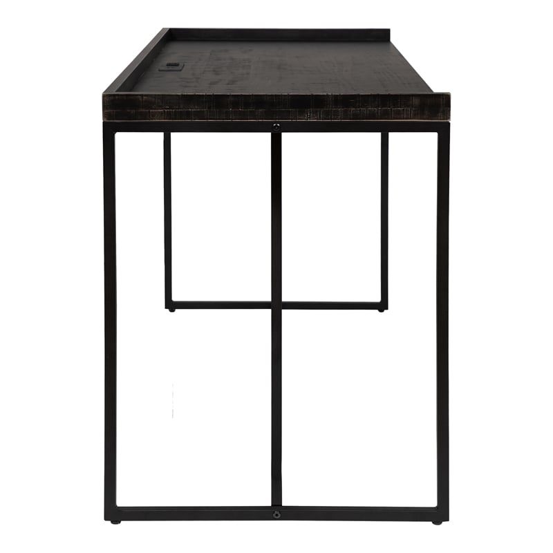 Scranton & Co Modern Wood Computer Desk with USB Port in Black