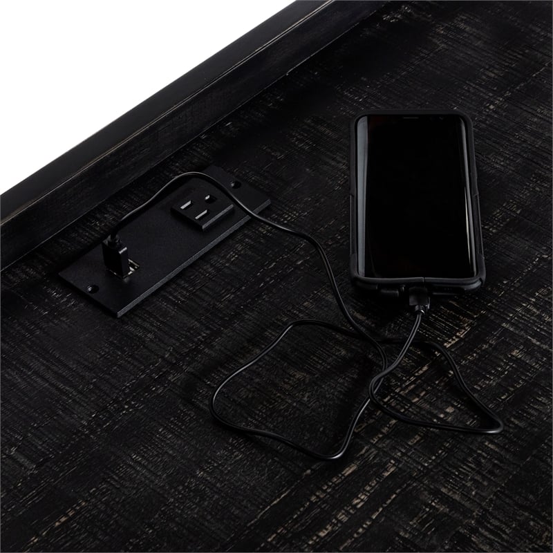 Scranton & Co Modern Wood Computer Desk with USB Port in Black