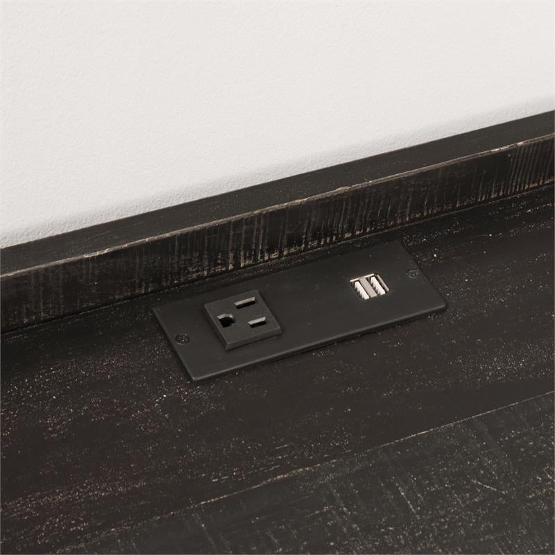 Scranton & Co Modern Wood Computer Desk with USB Port in Black