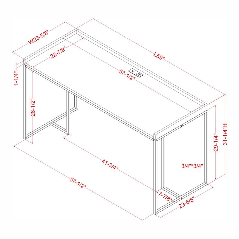 Scranton & Co Modern Wood Computer Desk with USB Port in Black