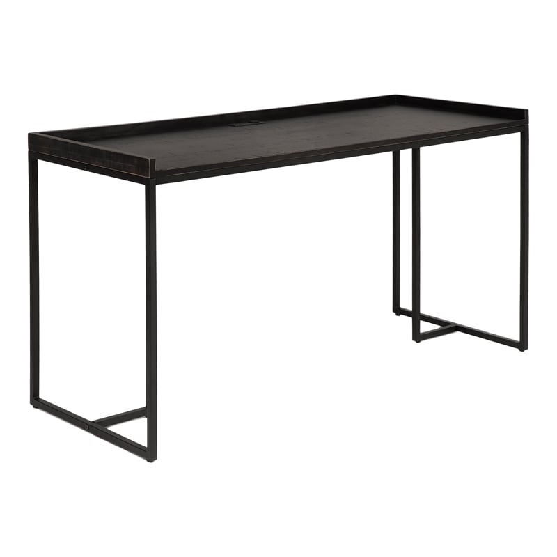 Scranton & Co Modern Wood Computer Desk with USB Port in Black