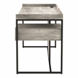 Scranton & Co Writing Desk with USB Ports in Light Gray and Black
