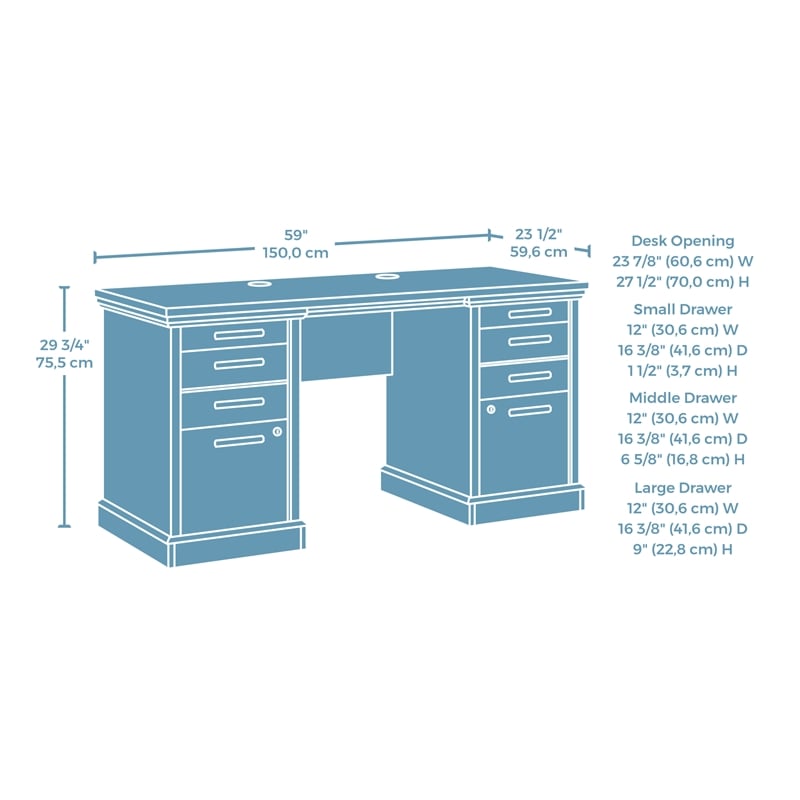 Scranton & Co Credenza Desk with File Storage in Prime Oak Finish
