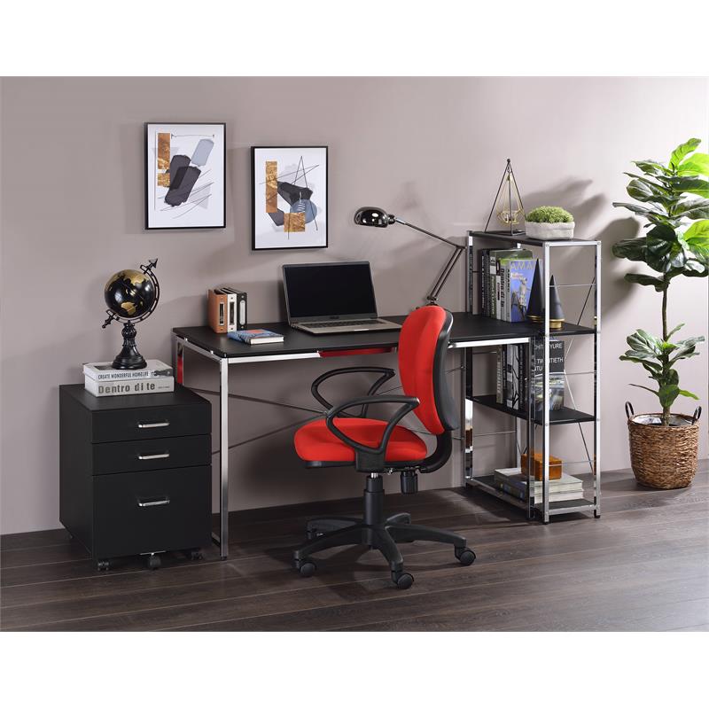 Scranton & Co Tennos 4-Shelf Metal Bookshelf in Black and Chrome Finish