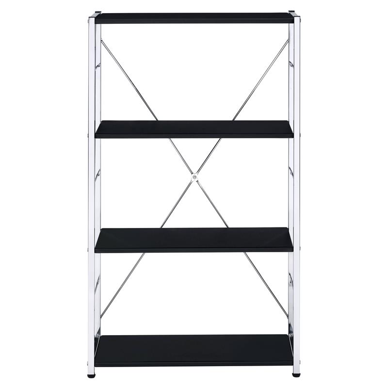 Scranton & Co Tennos 4-Shelf Metal Bookshelf in Black and Chrome Finish