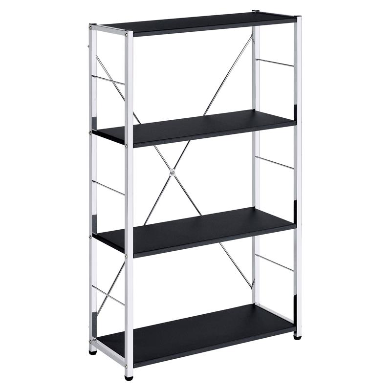 Scranton & Co Tennos 4-Shelf Metal Bookshelf in Black and Chrome Finish