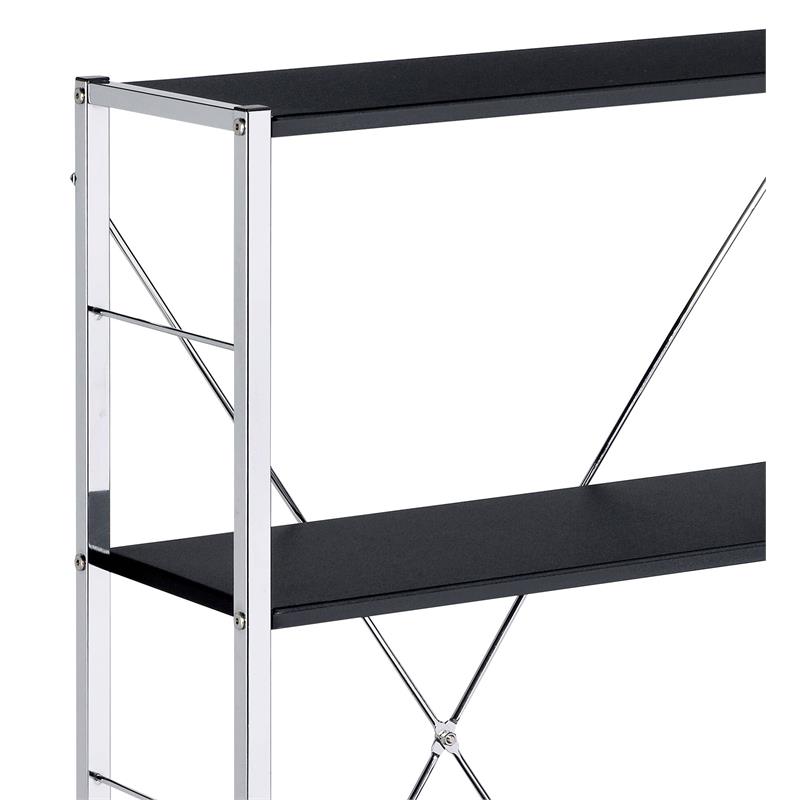 Scranton & Co Tennos 4-Shelf Metal Bookshelf in Black and Chrome Finish