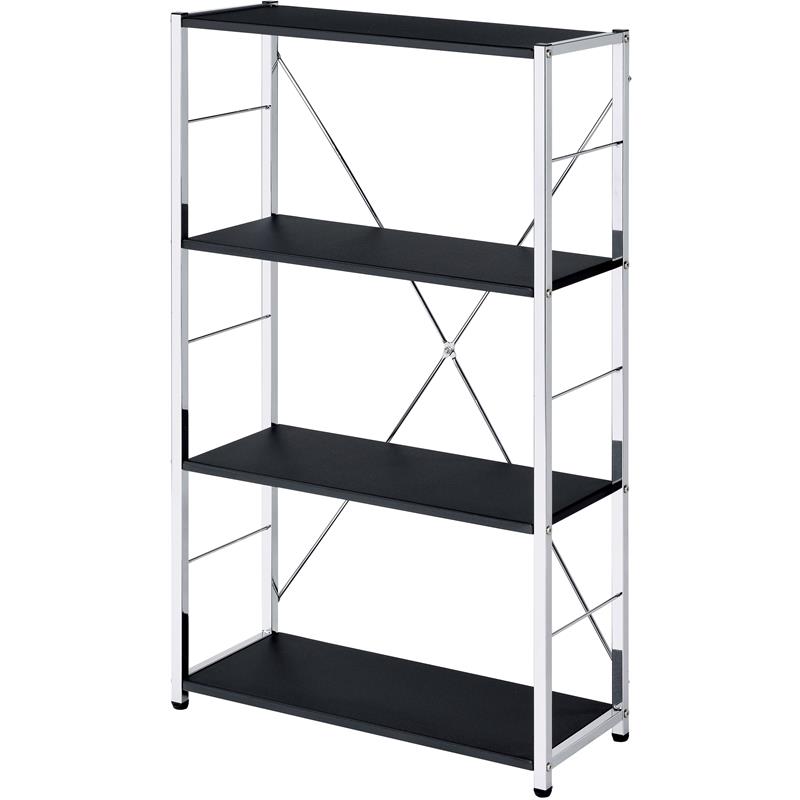Scranton & Co Tennos 4-Shelf Metal Bookshelf in Black and Chrome Finish