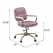 Scranton & Co Office Chair with Wooden Armrests in Pink Top Grain Leather