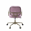 Scranton & Co Office Chair with Wooden Armrests in Pink Top Grain Leather